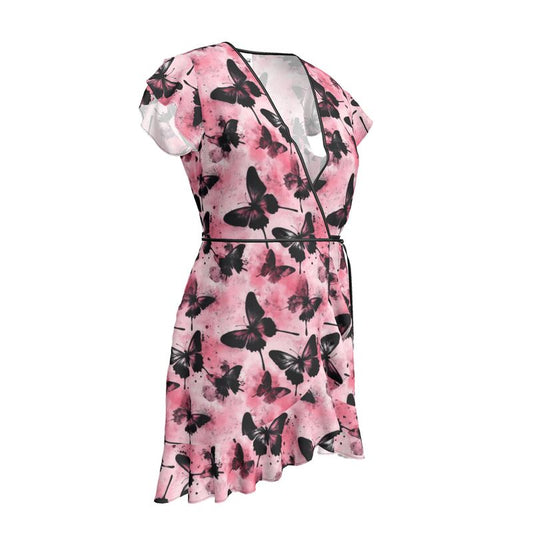 Black and Pink Butterfly Tea Dress