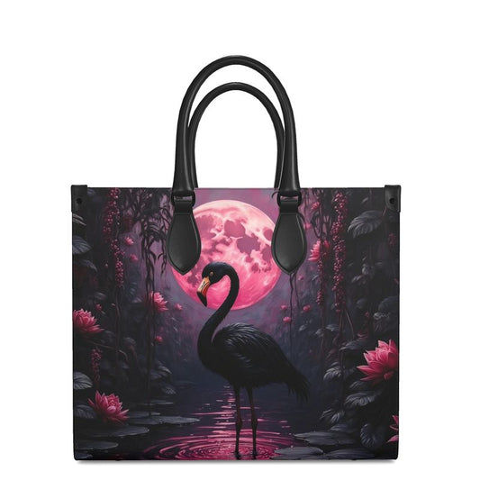 Black Flamingo Leather Shopping Tote