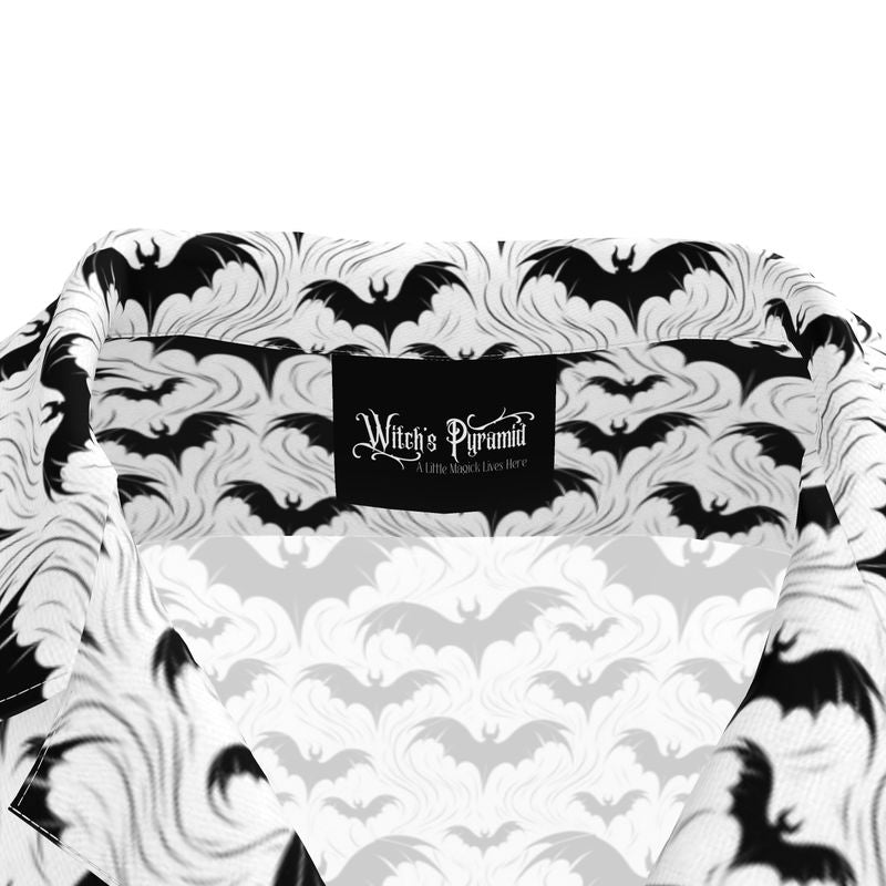 Bat Print Mens Revere Collar Shirt