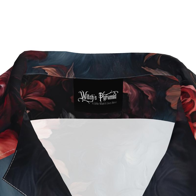 Dark Floral Print Revere Shirt