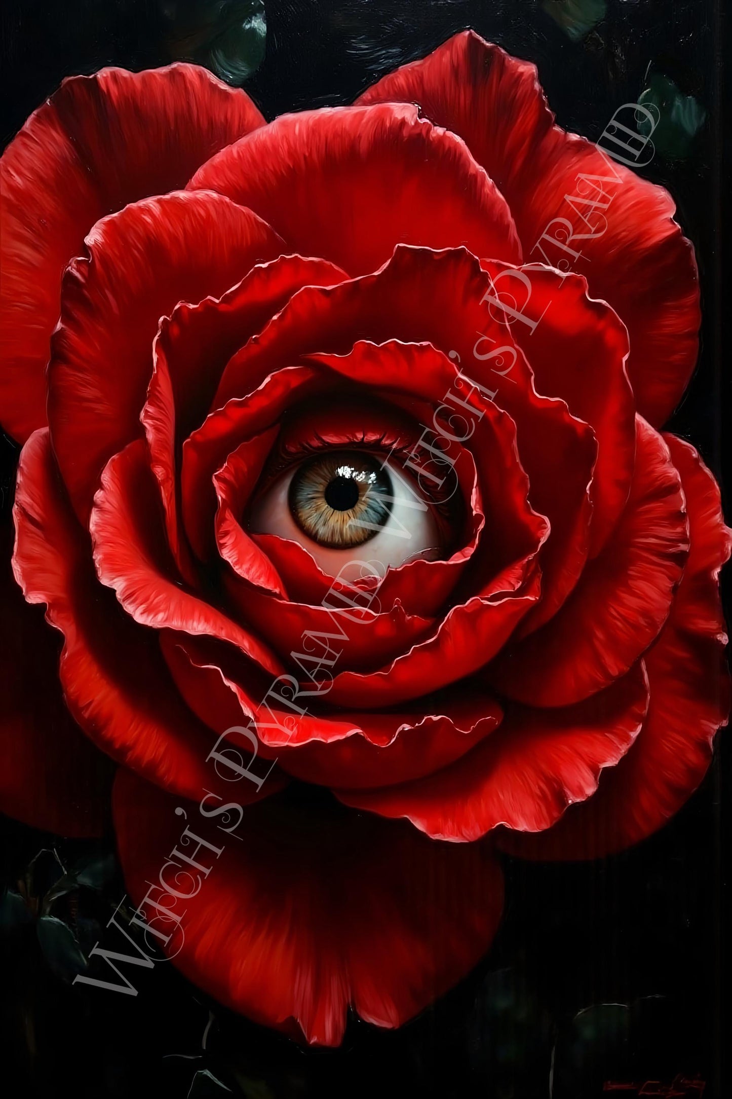 Macabre Floral Eye Art Print: Gothic Surrealism Artwork