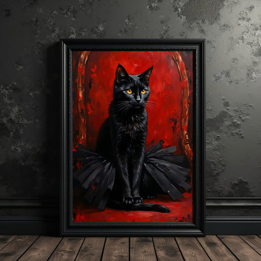 Black Cat Art Print: Victorian Gothic Home Decor