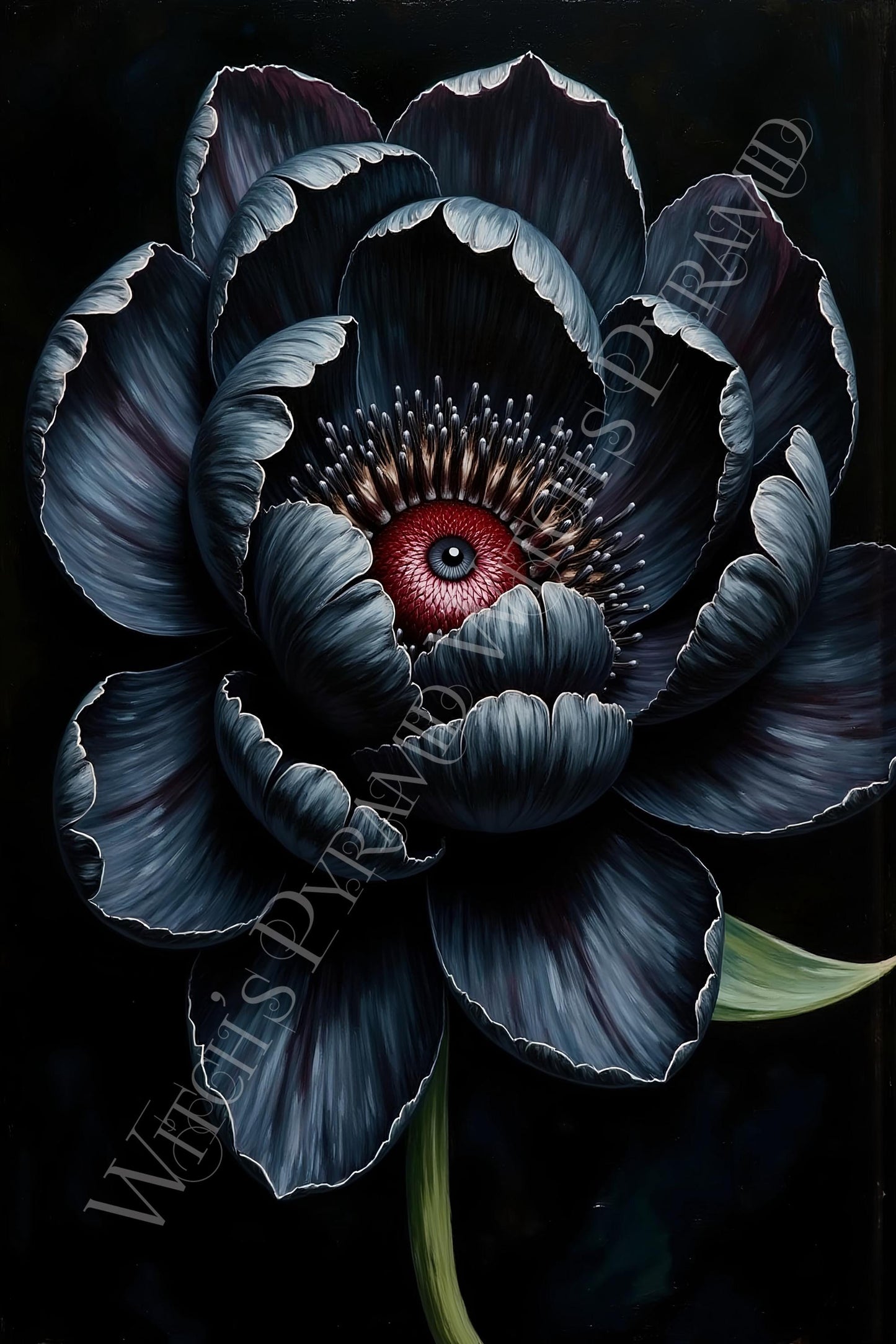 Macabre Flower with an Eye Art Print: Gothic Surrealism Wall Decor