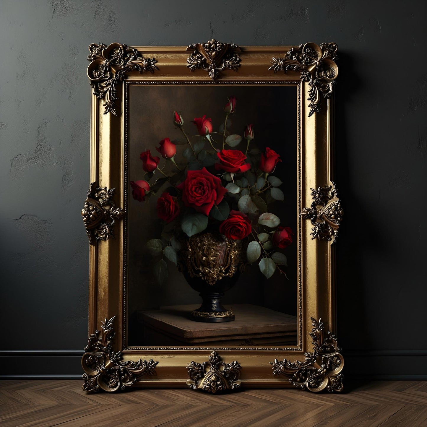 Red Roses Floral Print: Gothic, Dark Academia Wall Art