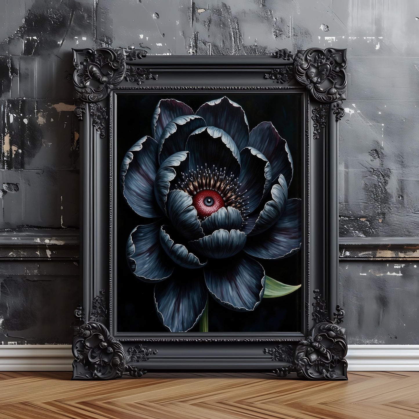 Macabre Flower with an Eye Art Print: Gothic Surrealism Wall Decor