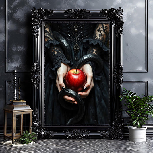 Gothic Woman's Hands Holding a Snake Art Print