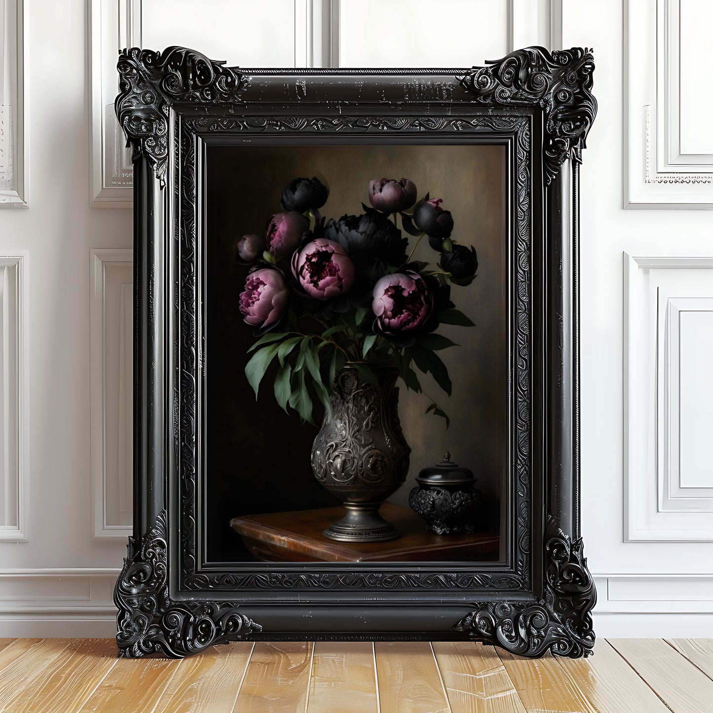 Purple Floral Wall Art: Dark Academia, Victorian Botanical Print