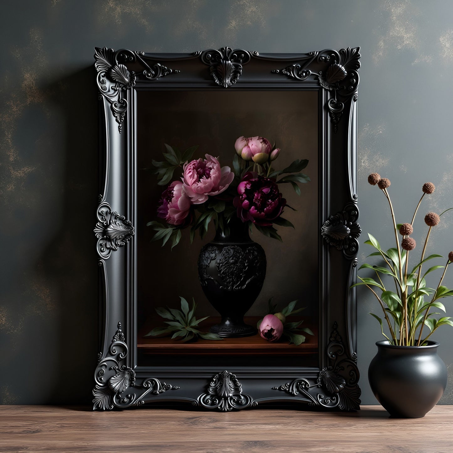 Purple Floral Wall Art: Dark Academia, Victorian Botanical Print