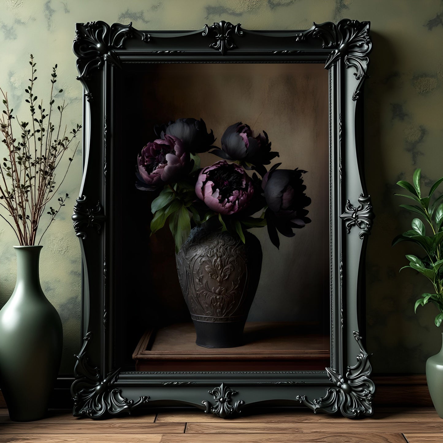 Purple Floral Wall Art: Dark Academia, Victorian Botanical Print