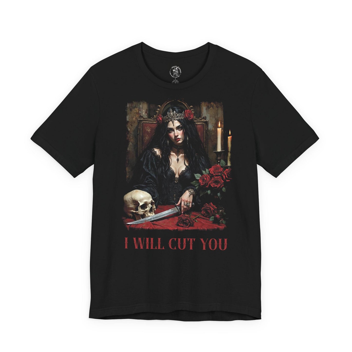 Goth Witch Graphic T-Shirt: Red & Black Alternative Tee