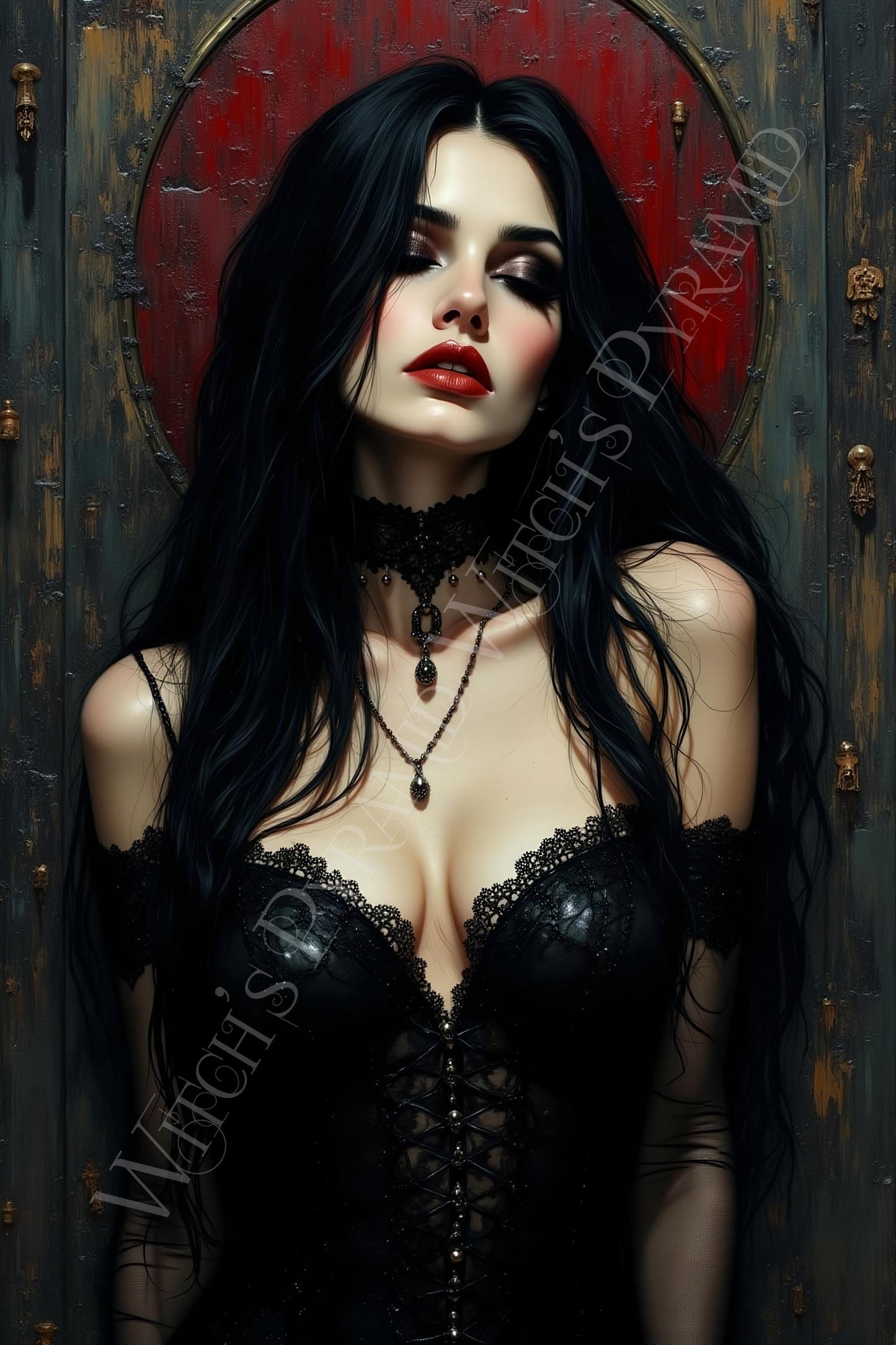 Sultry Gothic Woman Art Print: alternative Goth Decor