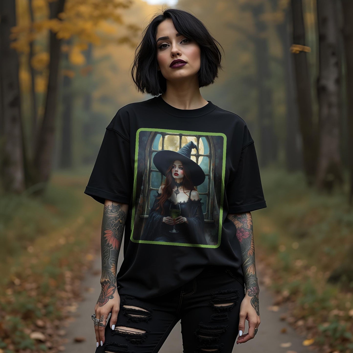 Witch Drinking Wine T-Shirt: Witchcraft Tee