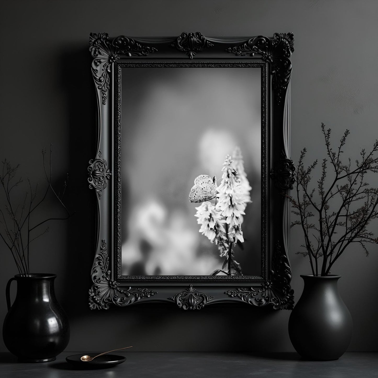 Butterfly Giclée Print: Black and White Nature Photography Wall Art