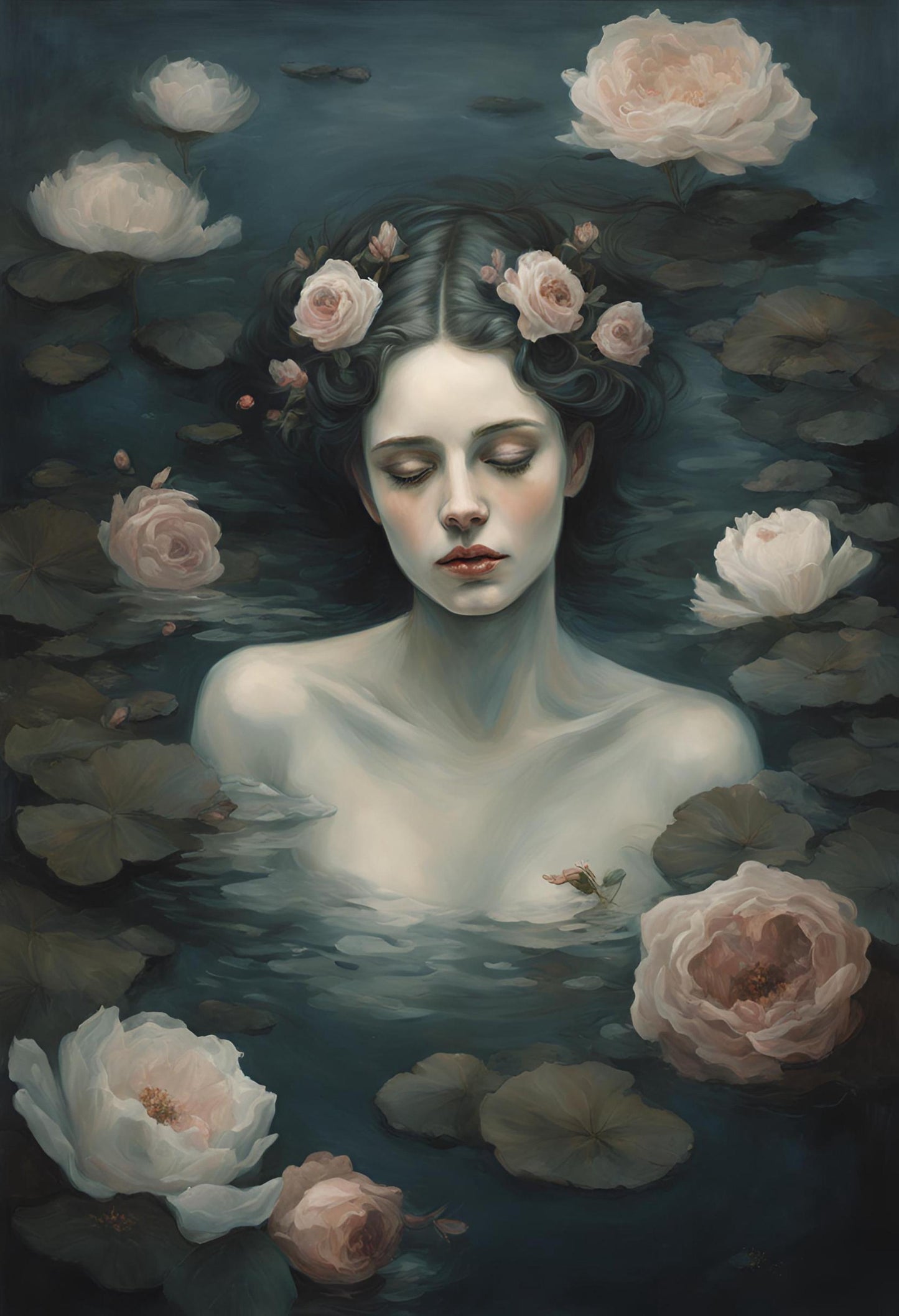 Ophelia Art Print: Victorian Gothic Woman in Lake