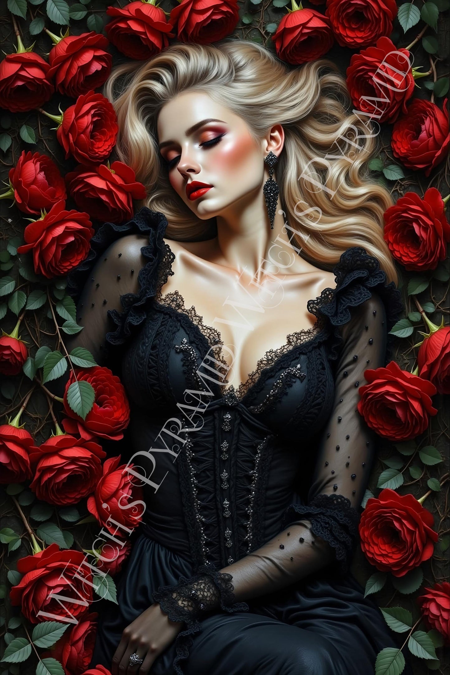 Gothic Woman Art Print: Goth Alternative Decor