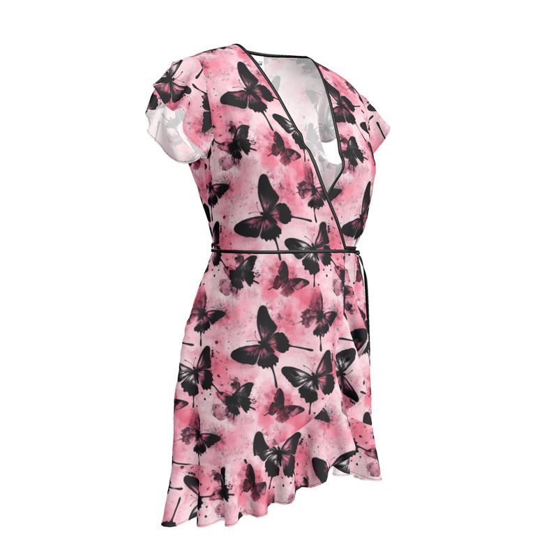 Black and Pink Butterfly Tea Dress