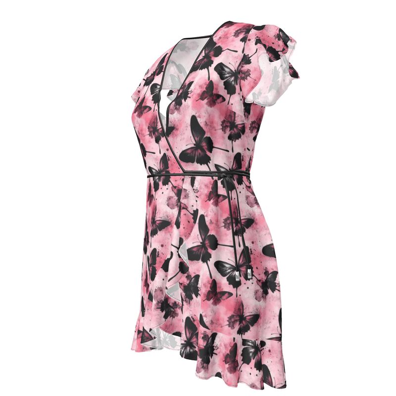 Black and Pink Butterfly Tea Dress