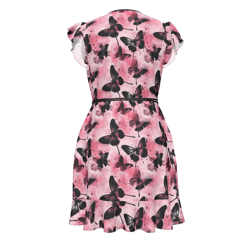 Black and Pink Butterfly Tea Dress