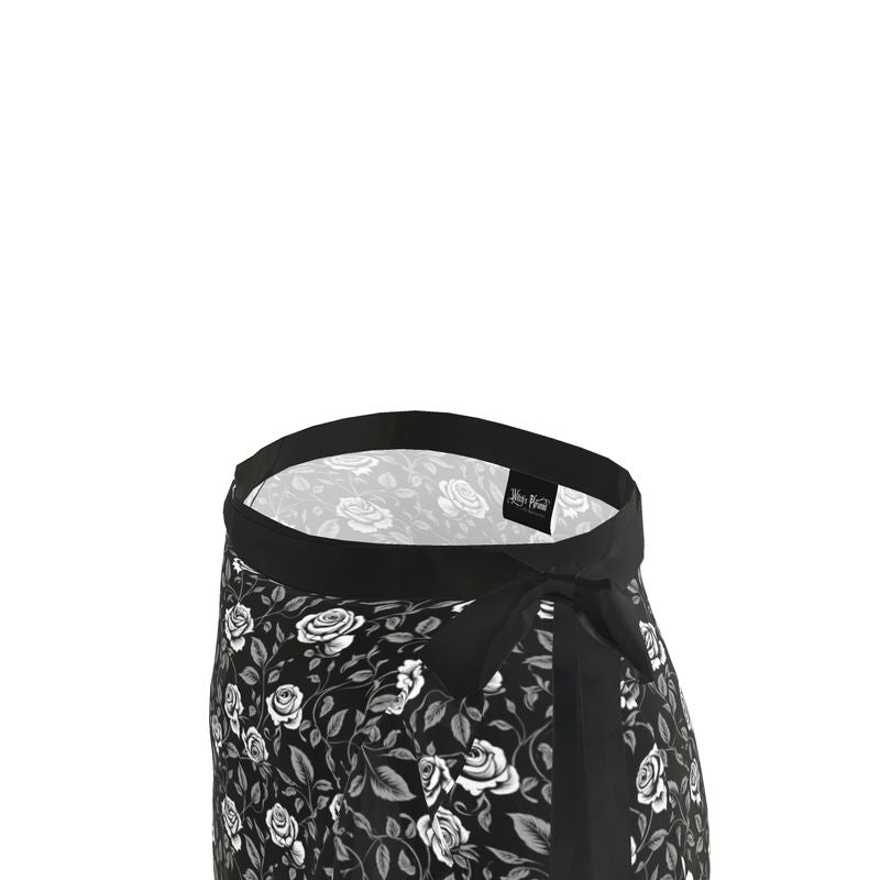 Black & White Rose Vines Wrap Skirt