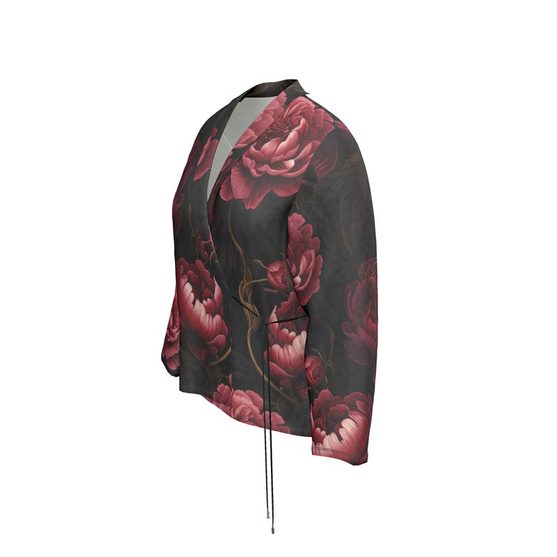 Floral Velour Wrap Blazer