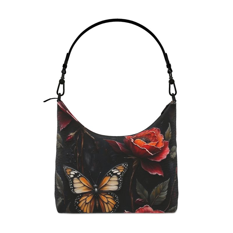 Butterfly Floral Square Hobo Bag