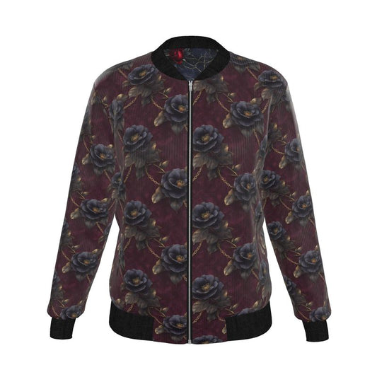 Floral Chains Womens Reversible Silk Bomber Jacket