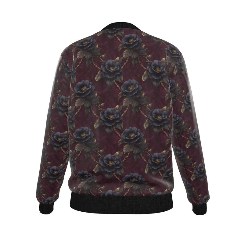 Floral Chains Womens Reversible Silk Bomber Jacket