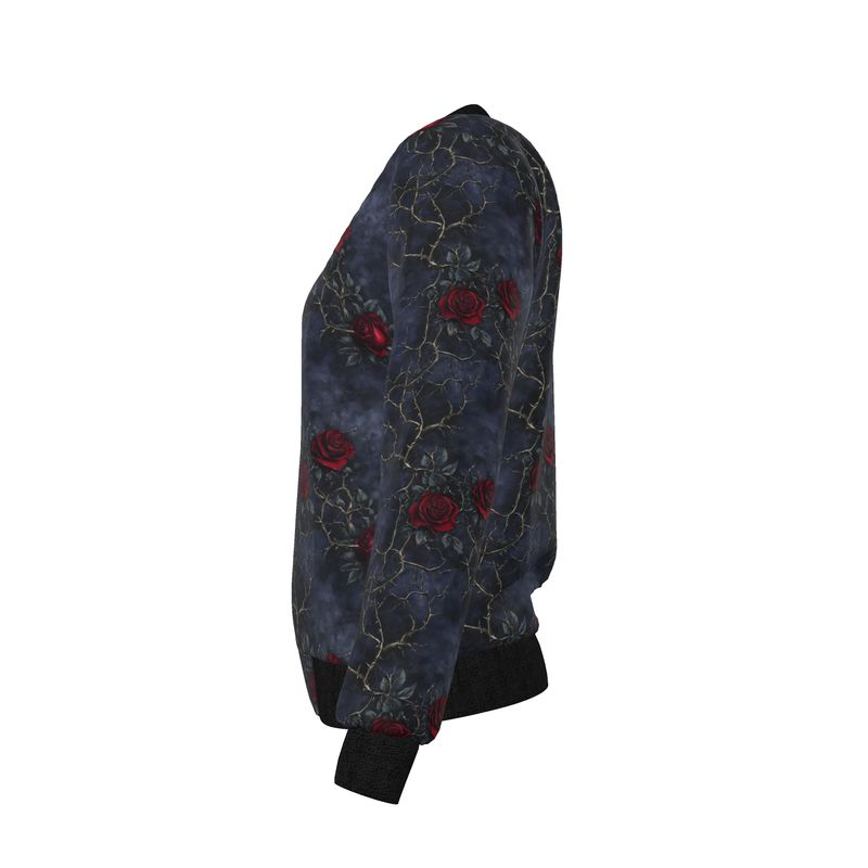 Floral Chains Womens Reversible Silk Bomber Jacket