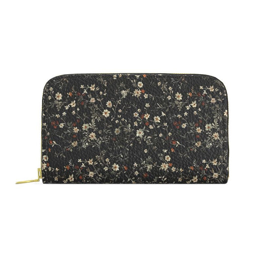 Dark Spring Floral Leather Wallet