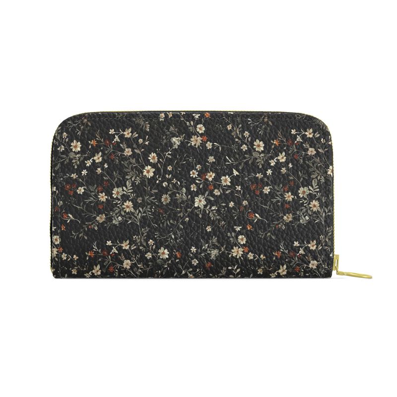 Dark Spring Floral Leather Wallet