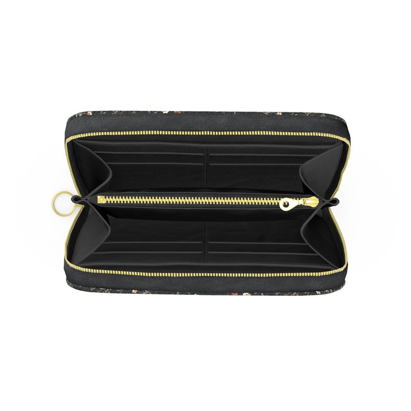 Dark Spring Floral Leather Wallet