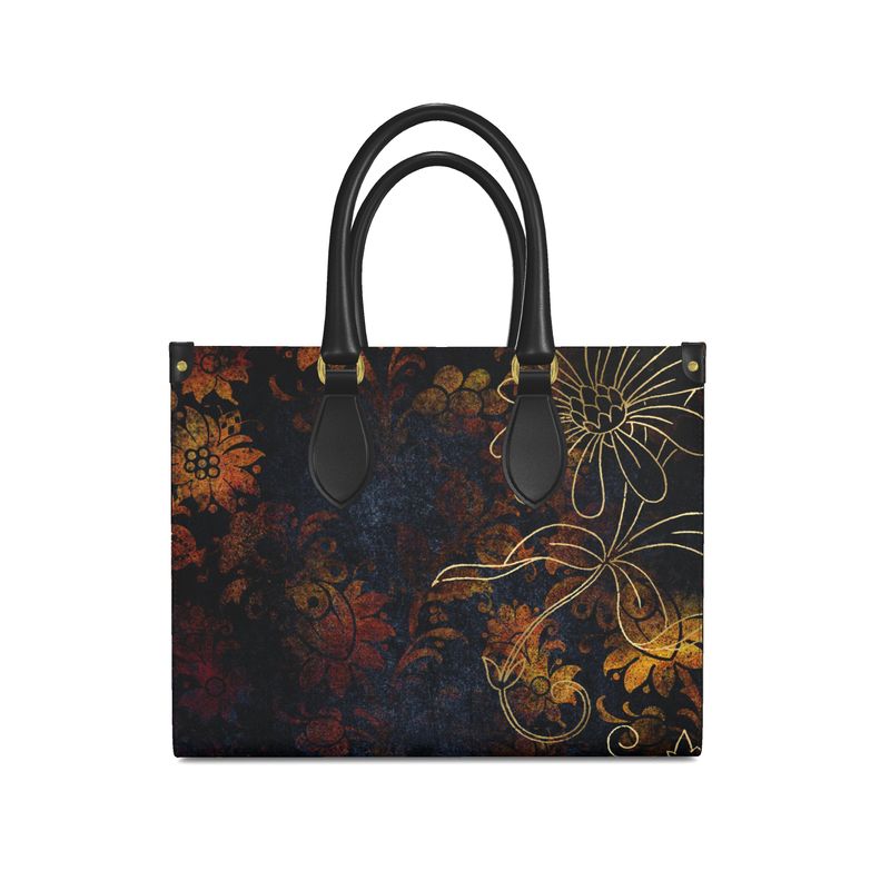 Jeweled Autumn Leather Shopping Tote