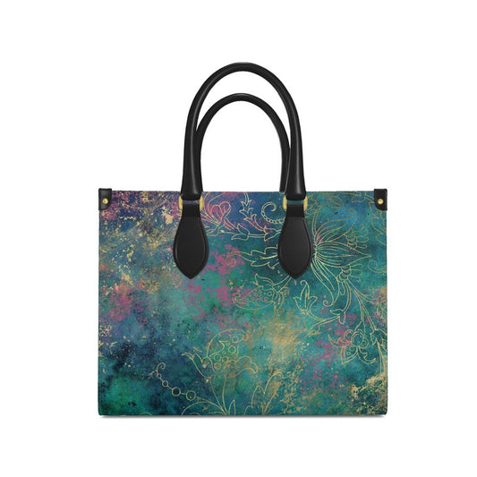 Aqua Jewel Leather Shopping Tote