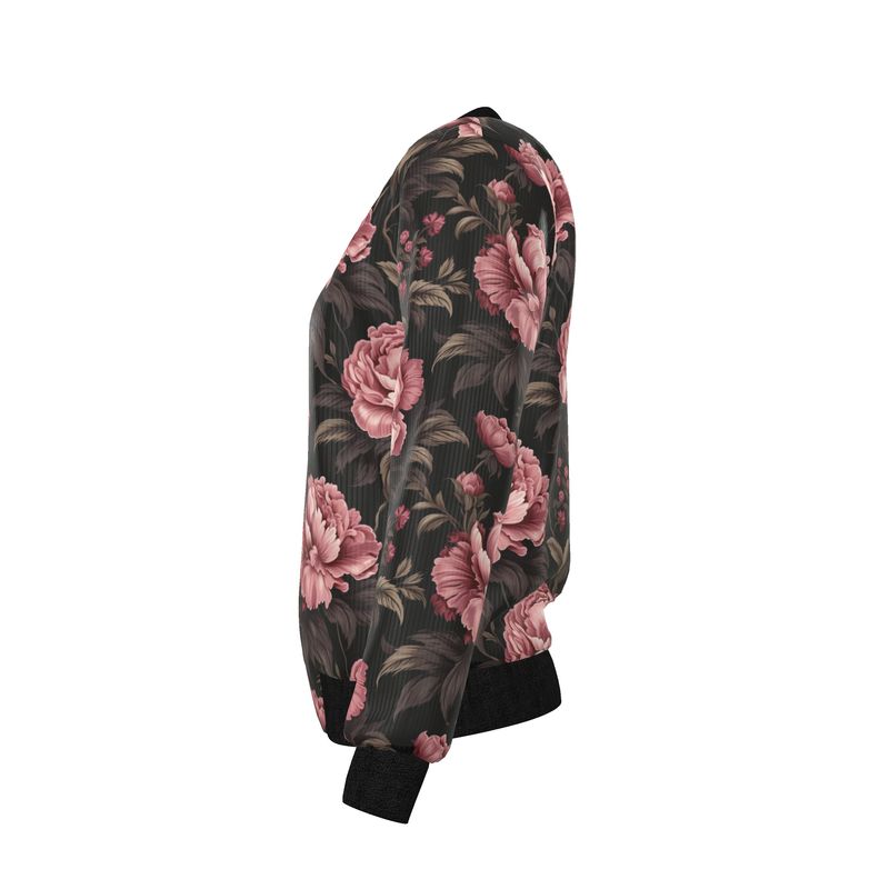 Women's Pink Floral Reversible Silk Bomber Jacket