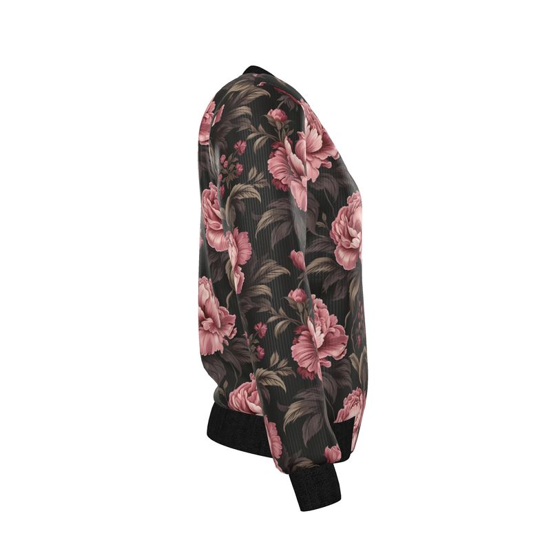 Women's Pink Floral Reversible Silk Bomber Jacket