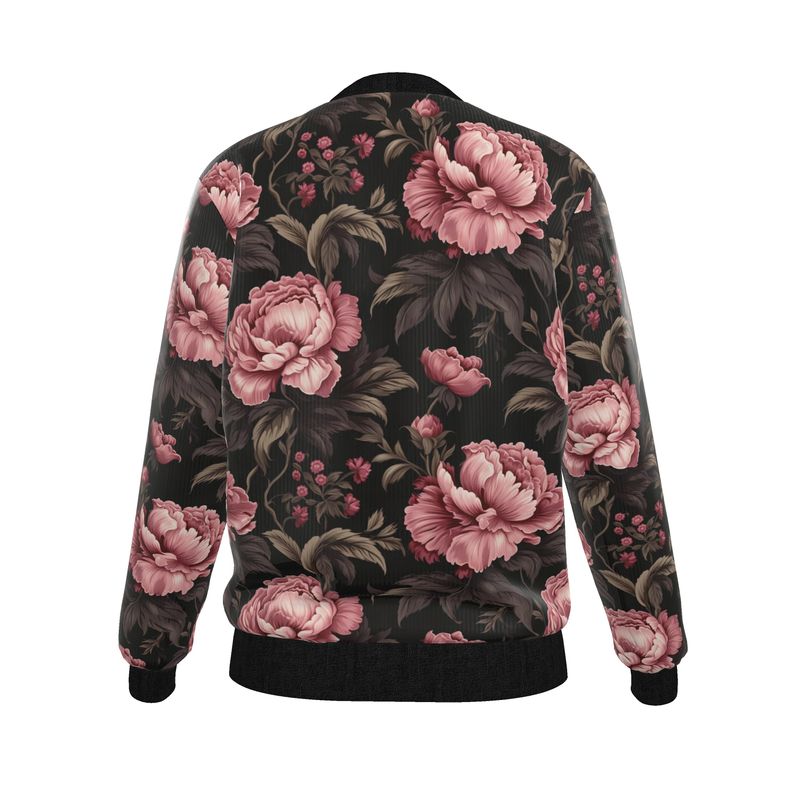 Women's Pink Floral Reversible Silk Bomber Jacket