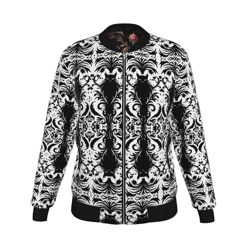 Women's Pink Floral Reversible Silk Bomber Jacket