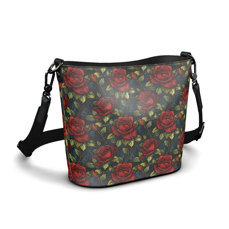 Electric Rose Leather Bucket Purse