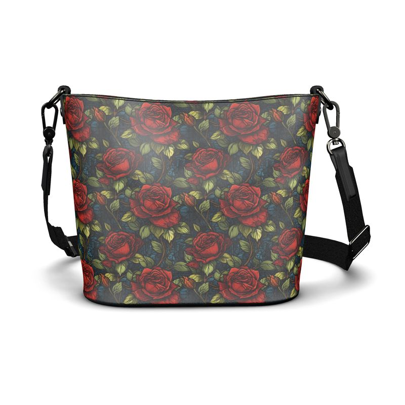 Electric Rose Leather Bucket Purse