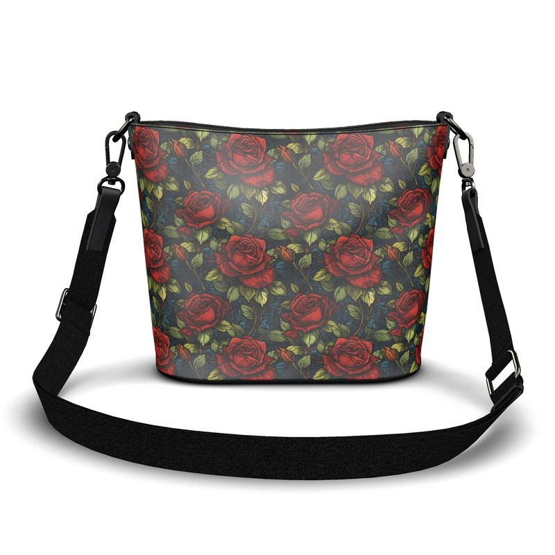Electric Rose Leather Bucket Purse