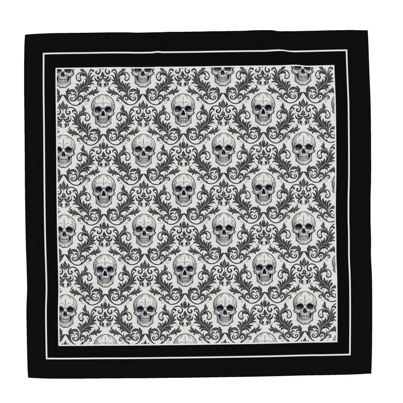 Black and White Unisex Skull Scarf