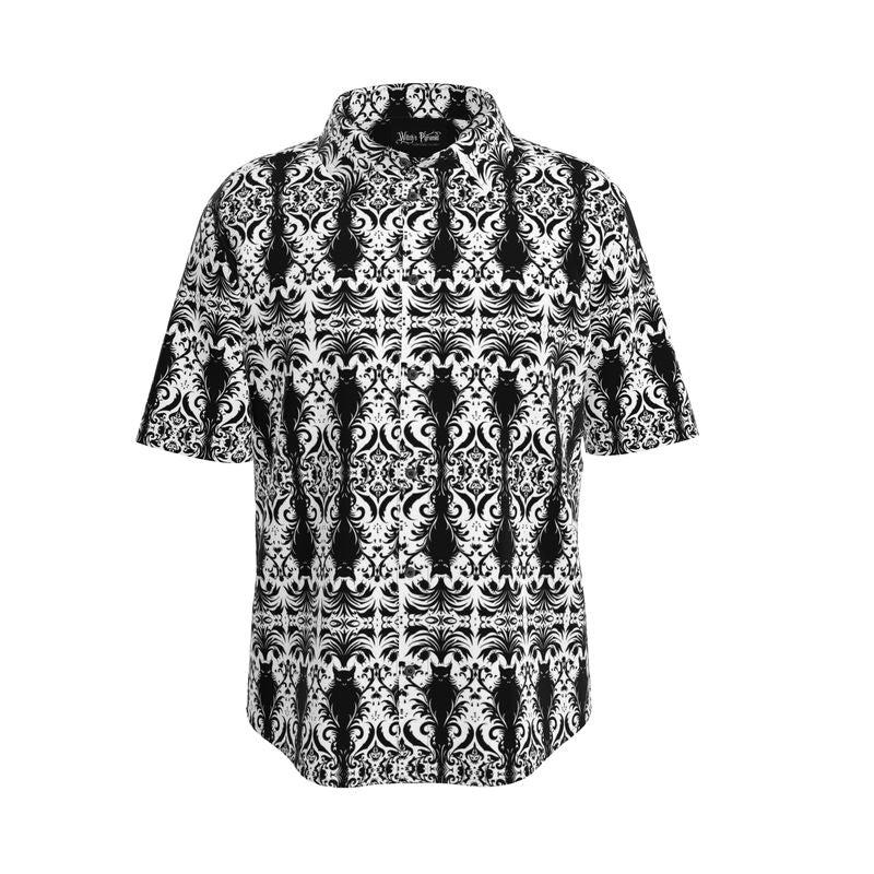 Feline Print Mens Short Sleeve Shirt
