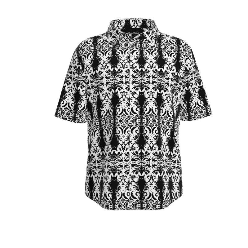 Feline Print Mens Short Sleeve Shirt