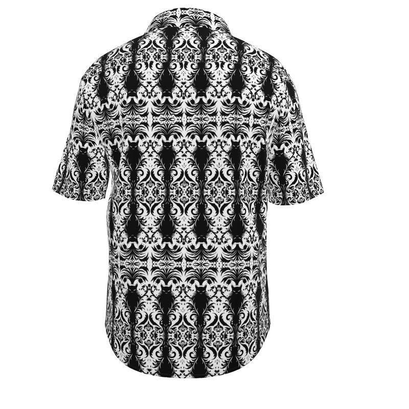 Feline Print Mens Short Sleeve Shirt