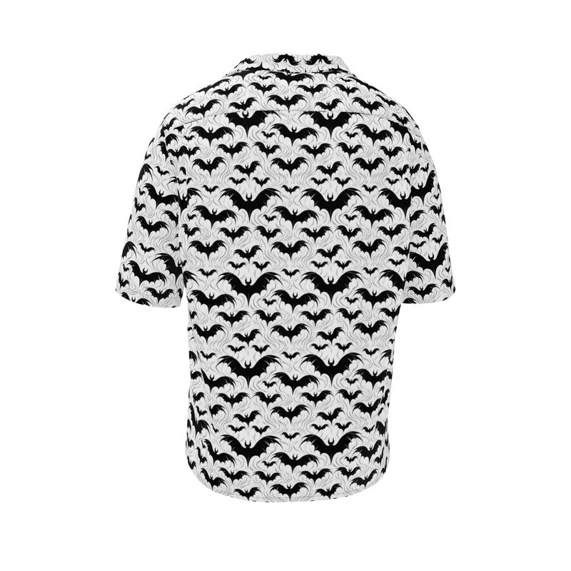 Bat Print Mens Revere Collar Shirt
