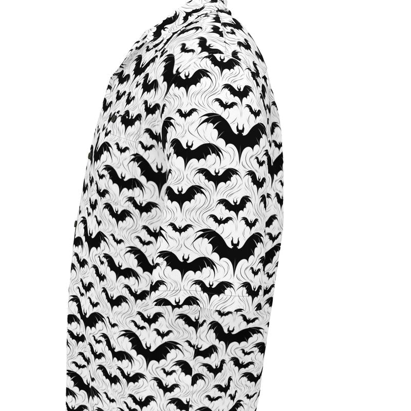 Bat Print Mens Revere Collar Shirt