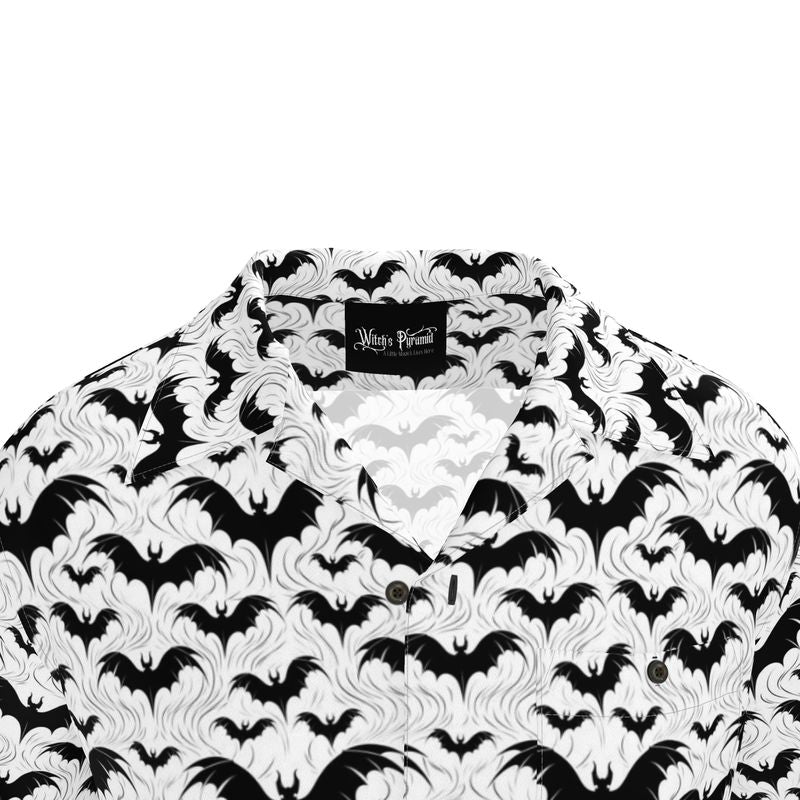 Bat Print Mens Revere Collar Shirt
