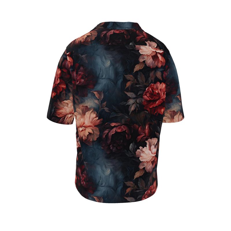 Dark Floral Print Revere Shirt