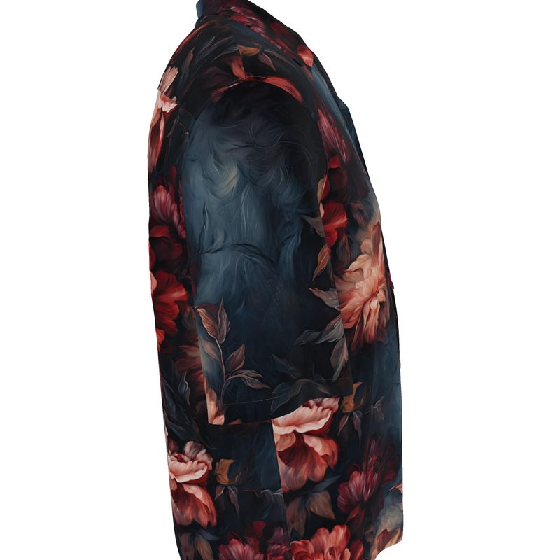 Dark Floral Print Revere Shirt