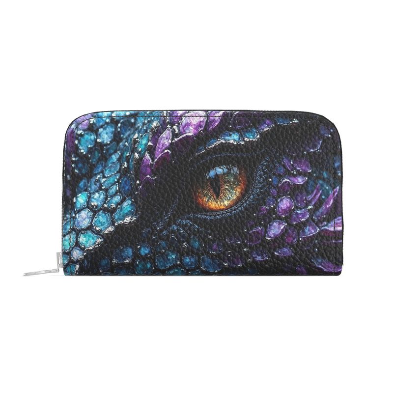 Purple Dragon Eye Leather Zip Wallet